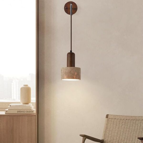 Rustique Marron avec Abat-Jour en Pierre Sinterisée Beige