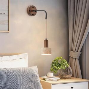 Rustique Marron avec Abat-Jour en Pierre Sinterisée Beige