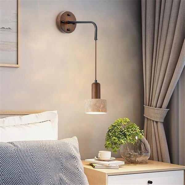 Rustique Marron avec Abat-Jour en Pierre Sinterisée Beige