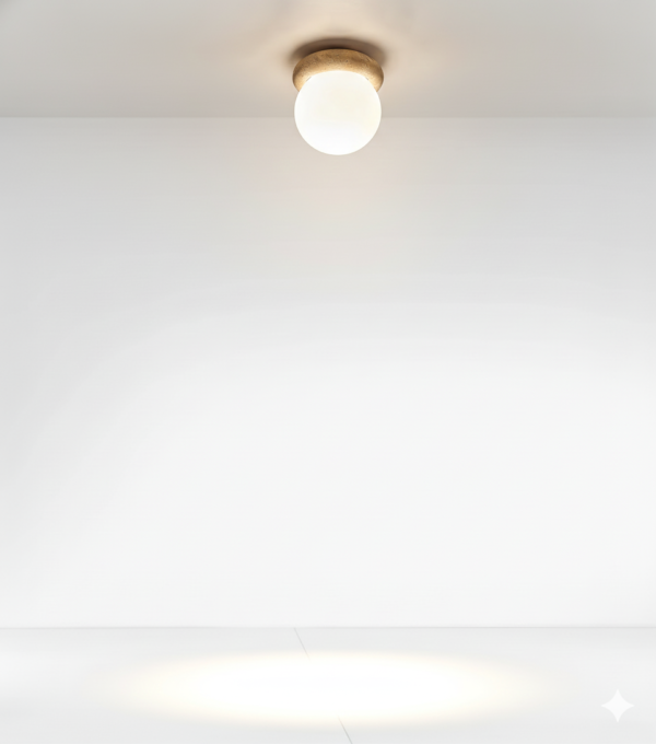 TRAVERTINO-ASTEROID – Plafonnier en travertin et verre