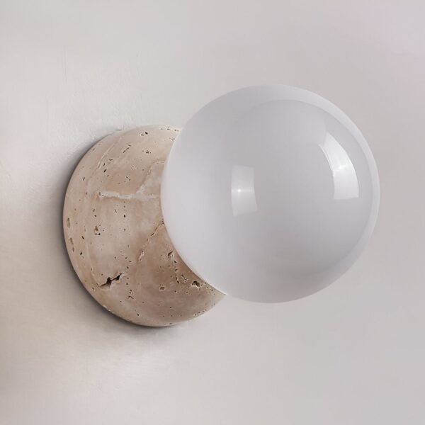 APPLIQUE MURALE EN TRAVERTINO JAUNE AVEC VERRE ROND